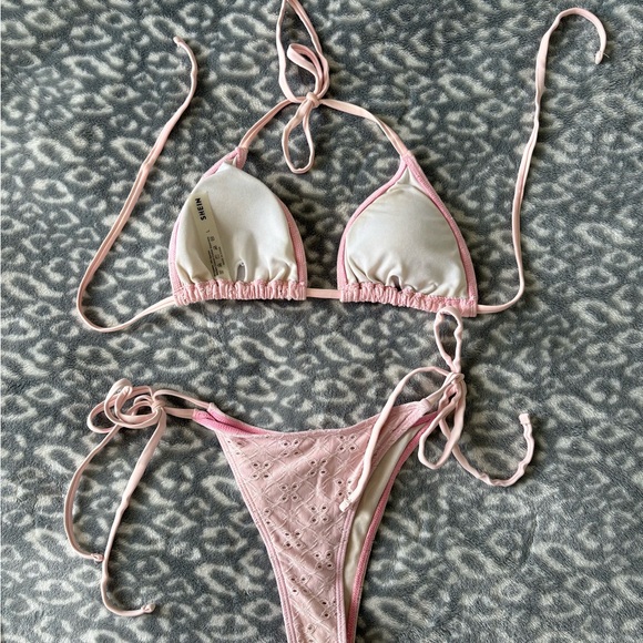 Pink Eyelet Bikini Set - Picture 2 of 2